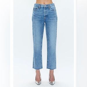 PISTOLA Charlie High Rise Straight size 29 raw hem denim